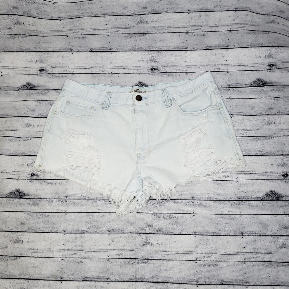 Hollister Cut Off Light Wash Distressed Shorts